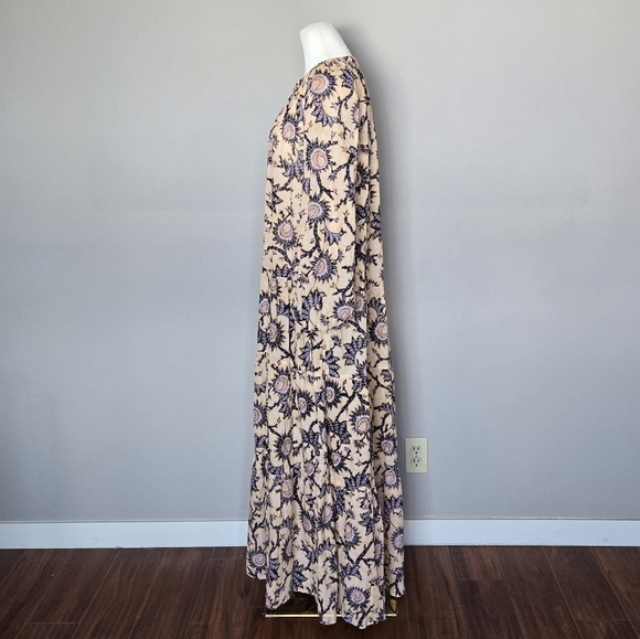 A.L.C. Marcia Printed Cotton Voile Tiered Boho Hippie Dress with Pockets Size 8 - Picture 8 of 11